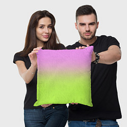 Подушка квадратная Розовый и ярко-зеленый градиент, цвет: 3D-принт — фото 2