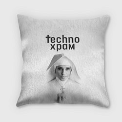 Подушка квадратная Techno храм монашка улыбается
