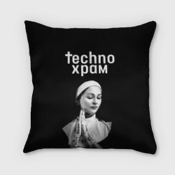 Подушка квадратная Techno храм монашка в татуировках, цвет: 3D-принт