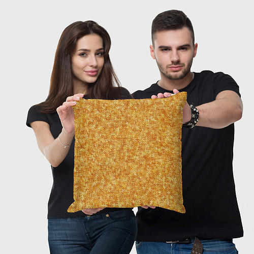 Подушка квадратная Текстура жёлто-золотой / 3D-принт – фото 3