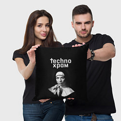 Подушка квадратная Techno храм монашка с красивыми глазами, цвет: 3D-принт — фото 2