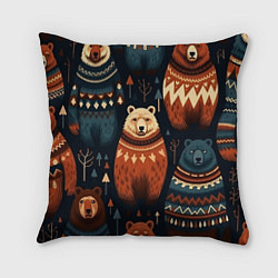 Подушка квадратная Медведи индейцы, цвет: 3D-принт
