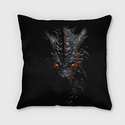 Подушка квадратная Черный пещерный дракон символ 2024, цвет: 3D-принт