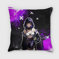 Подушка квадратная Сёгун Райден в белье - genshin impact, цвет: 3D-принт