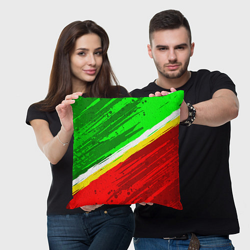 Подушка квадратная Расцветка Зеленоградского флага / 3D-принт – фото 3