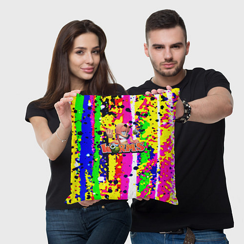 Подушка квадратная Worms true colors / 3D-принт – фото 3