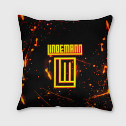 Подушка квадратная Тилль Линдеманн огненное лого бенд, цвет: 3D-принт