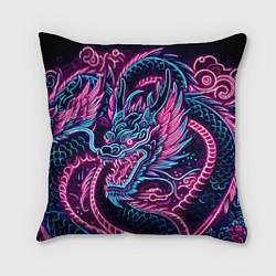 Подушка квадратная Neon Japanese dragon - irezumi, цвет: 3D-принт