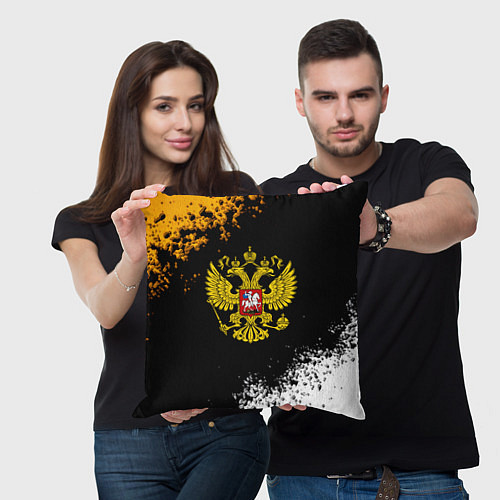 Подушка квадратная Герб РФ краски имперские / 3D-принт – фото 3