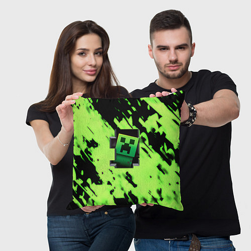 Подушка квадратная Minecraft зеленый паттерн крипер / 3D-принт – фото 3