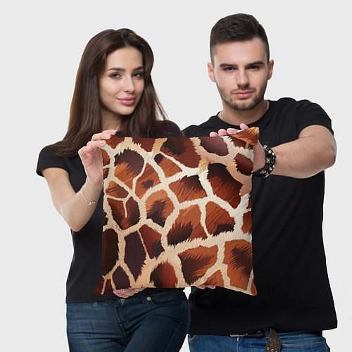 Подушка квадратная Пятнистый мех жирафа / 3D-принт – фото 3