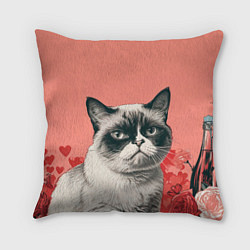 Подушка квадратная Недовольный кот в день Святого Валентина, цвет: 3D-принт