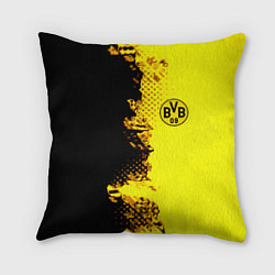 Подушка квадратная Borussia fc sport краски, цвет: 3D-принт
