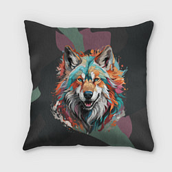 Подушка квадратная Голова яркого волка, цвет: 3D-принт