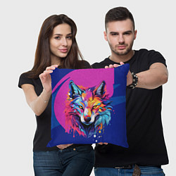 Подушка квадратная Волк в стиле поп-арт, цвет: 3D-принт — фото 2