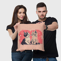 Подушка квадратная Влюбленные котята 14 февраля, цвет: 3D-принт — фото 2