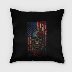 Подушка квадратная Skull - USA, цвет: 3D-принт