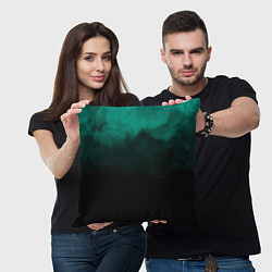 Подушка квадратная Зелёный туман на чёрном, цвет: 3D-принт — фото 2