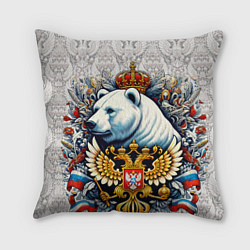 Подушка квадратная Белый медведь с короной, цвет: 3D-принт