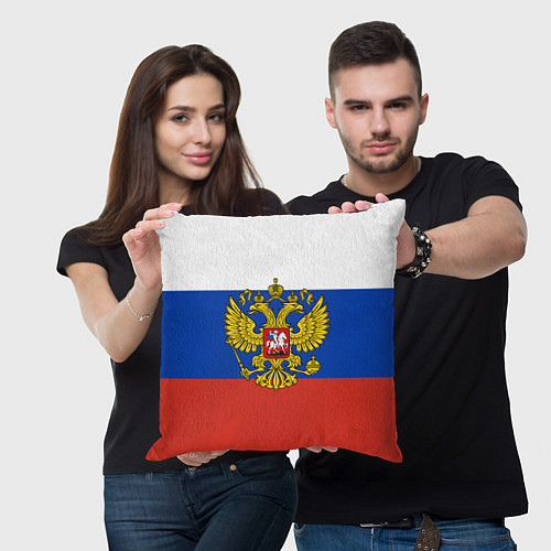 Подушка квадратная Флаг России с гербом / 3D-принт – фото 3