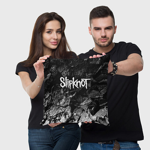 Подушка квадратная Slipknot black graphite / 3D-принт – фото 3