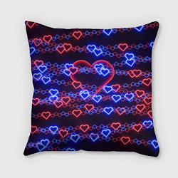 Подушка квадратная Оковы-сердца, красная половинка, цвет: 3D-принт