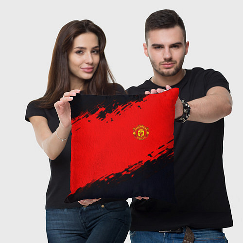 Подушка квадратная Manchester United colors sport / 3D-принт – фото 3