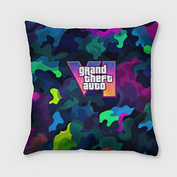 Подушка квадратная Gta logo bright, цвет: 3D-принт