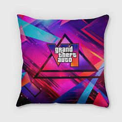 Подушка квадратная GTA 6 logo абстракция, цвет: 3D-принт
