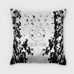 Подушка квадратная Linkin park краски лого чёрно белый, цвет: 3D-принт