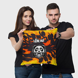 Подушка квадратная Blink 182 рок панда и огонь, цвет: 3D-принт — фото 2