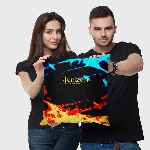 Подушка квадратная Horizon zero dawn огонь и лёд / 3D-принт – фото 3