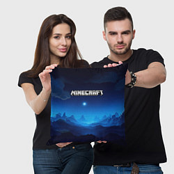 Подушка квадратная Minecraft logo night, цвет: 3D-принт — фото 2