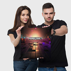 Подушка квадратная Minecraft логотип и кубы, цвет: 3D-принт — фото 2