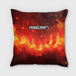 Подушка квадратная Minecraft logo fire, цвет: 3D-принт
