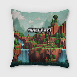 Подушка квадратная Minecraft logo квадратный мир, цвет: 3D-принт