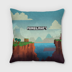 Подушка квадратная Minecraft logo квадратный мир, цвет: 3D-принт