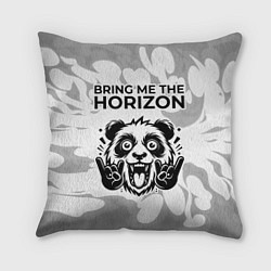 Подушка квадратная Bring Me the Horizon рок панда на светлом фоне