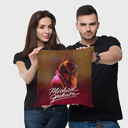 Подушка квадратная Michael Jackson нарисованный кистью, цвет: 3D-принт — фото 2