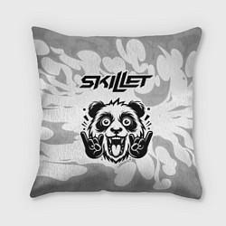 Подушка квадратная Skillet рок панда на светлом фоне, цвет: 3D-принт