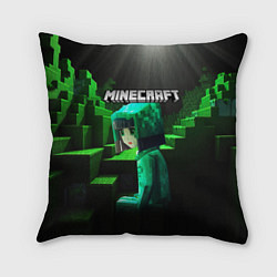 Подушка квадратная Minecraft девушка и зеленые ступени блоки тропинки, цвет: 3D-принт