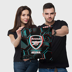 Подушка квадратная Arsenal FC в стиле glitch на темном фоне, цвет: 3D-принт — фото 2