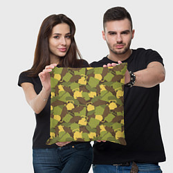 Подушка квадратная Кухонная посуда - камуфляж, цвет: 3D-принт — фото 2