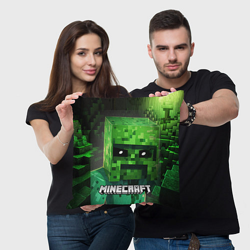 Подушка квадратная Minecraft персонаж большой зеленый монстр / 3D-принт – фото 3