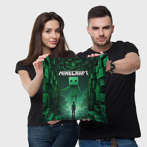 Подушка квадратная Minecraft зеленый монстр / 3D-принт – фото 3