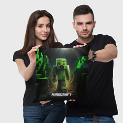 Подушка квадратная Minecraft зеленый квадратный монстр, цвет: 3D-принт — фото 2