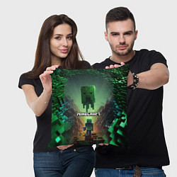 Подушка квадратная Minecraft зеленая летящая голова, цвет: 3D-принт — фото 2