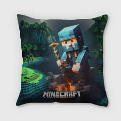 Подушка квадратная Minecraft персонаж у костра, цвет: 3D-принт