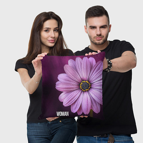 Подушка квадратная Фиолетовый цветок - WOMAN / 3D-принт – фото 3