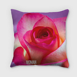 Подушка квадратная Розовая роза - woman, цвет: 3D-принт
